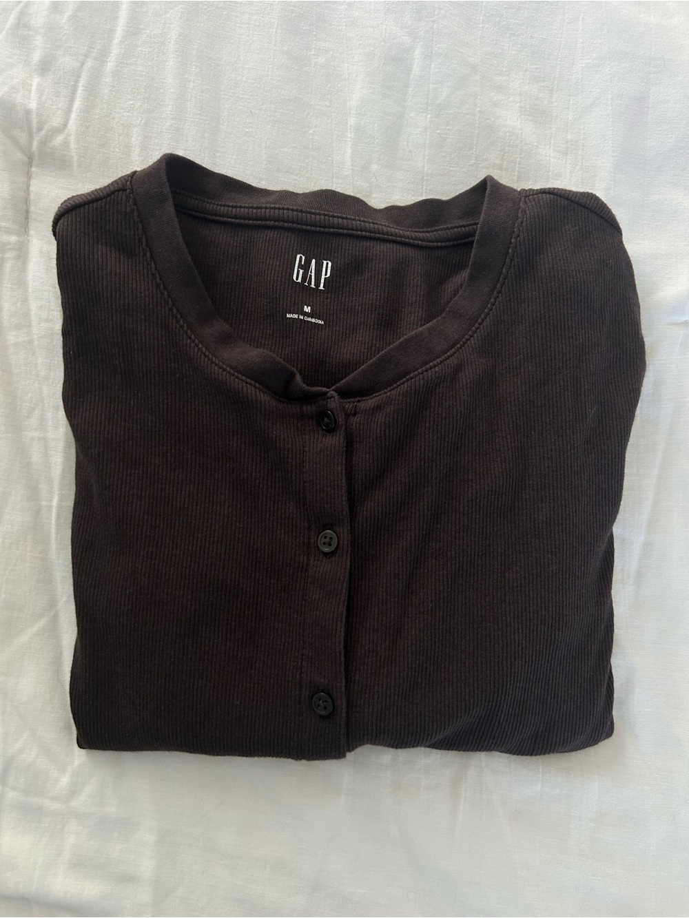GAP Chocolate Ribbed Button-Front Cardigan - Picture 4 of 6